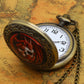 Retro Bronze Skull With Red Dragon Desgin Pocket Watch With Chain Necklace