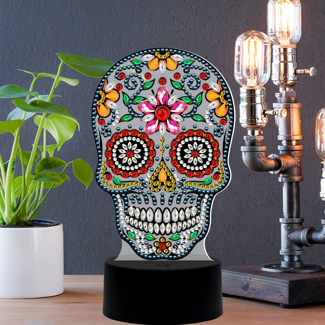 Sugar Skull Pattern Table LED Lamp Diamond Painting Light Special Shaped Cross Stitch Mosaic