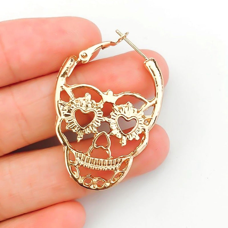 Silver Black Color Skull Stud Earrings