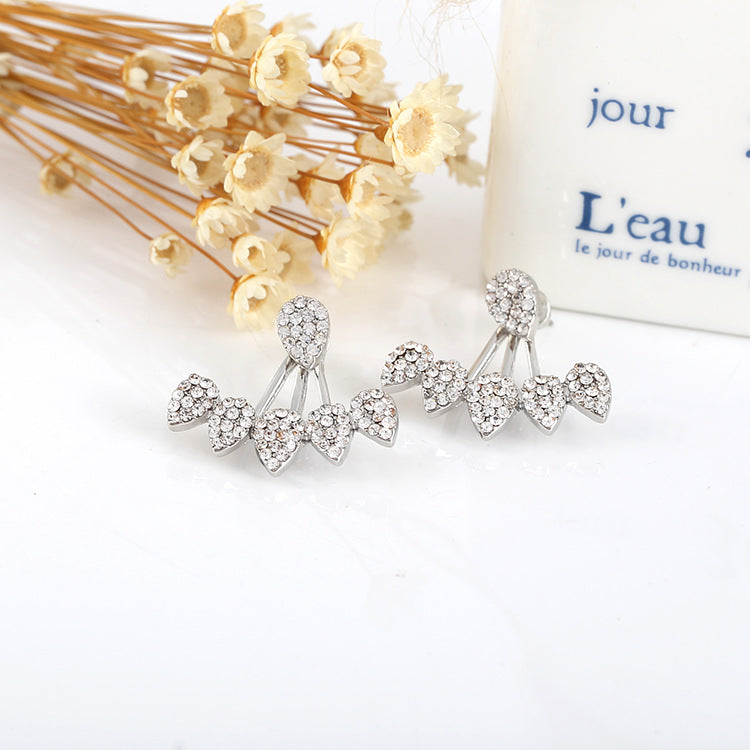 New Drop Rhinestone Stud Earring for Women Double Side Fashion Bridal Wedding Party Jewelry Earrings female Ear brincos