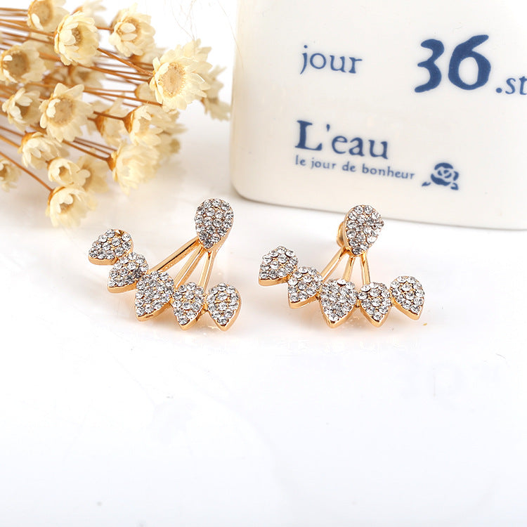 New Drop Rhinestone Stud Earring for Women Double Side Fashion Bridal Wedding Party Jewelry Earrings female Ear brincos