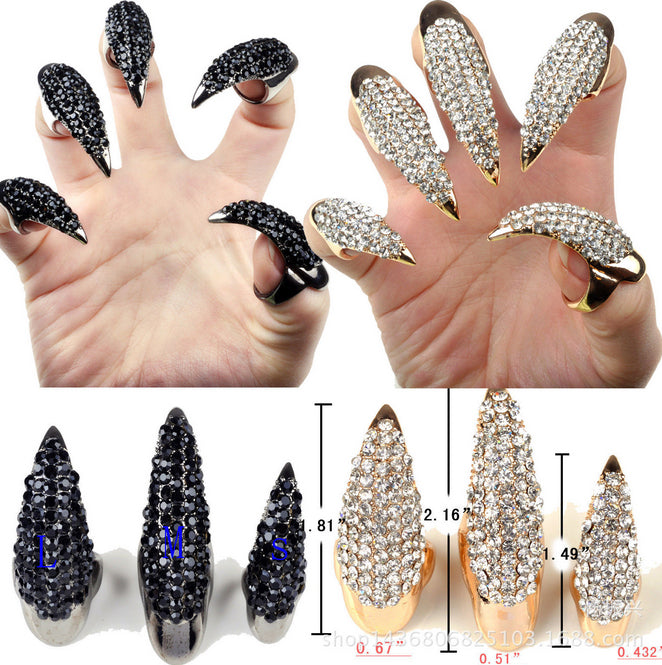 New Fashion Punk Finger Rings For Women Gold Color Cz Crystal Eagle Claw Nail Art  Decoration Party Jewelry Rings