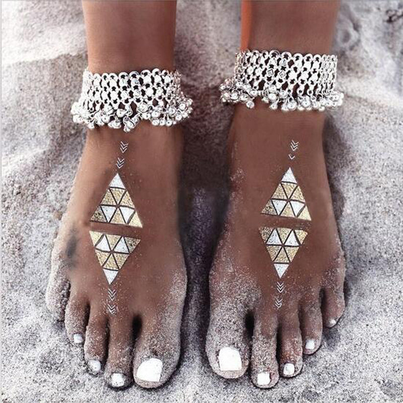 New Fashion Sexy Vintage Silver Anklet Chain Lots Bell Beads Ankle Bracelet Foot Jewelry For Women Barefoot Sandal