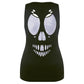 New Fashion Women Plus Size Skull Print Hole Hollow Out Sleeveless Black Creative design  Blouse Pullover Tops Shirt