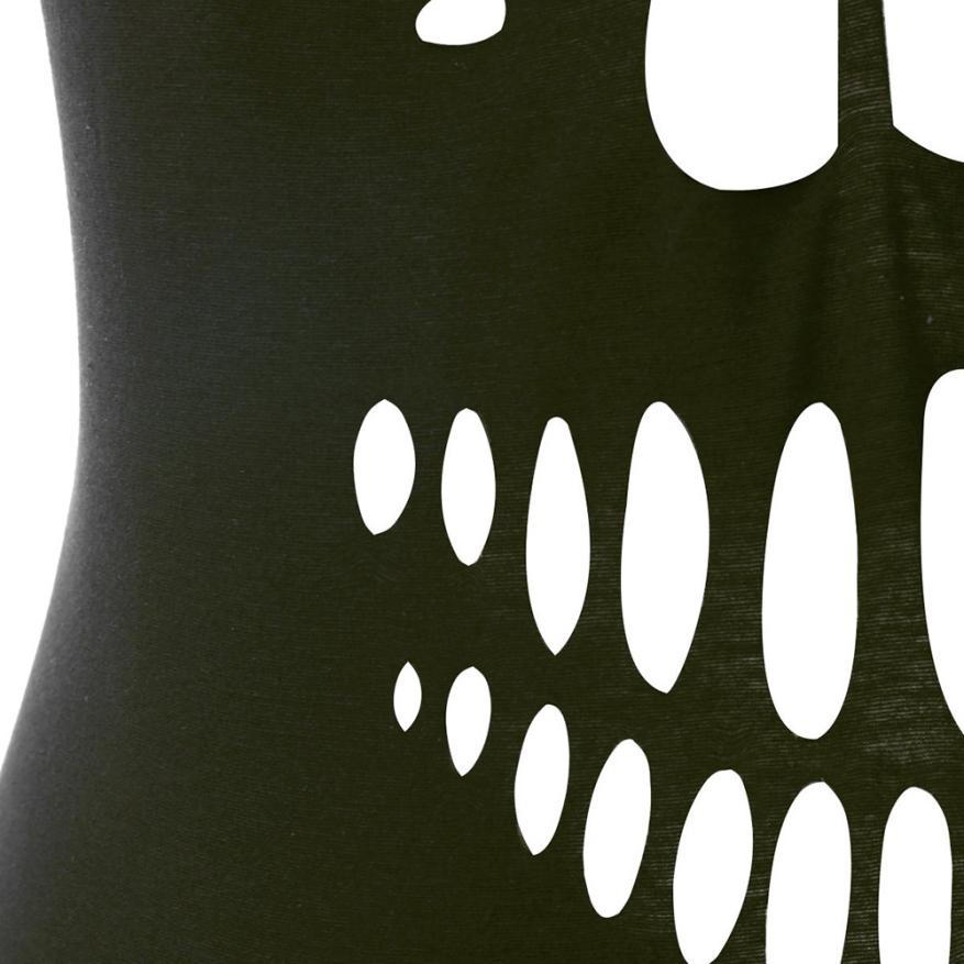 New Fashion Women Plus Size Skull Print Hole Hollow Out Sleeveless Black Creative design  Blouse Pullover Tops Shirt