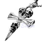 New Gift Unisex Men's Stainless Steel Skull Cross Biker Pendant Necklace Chain