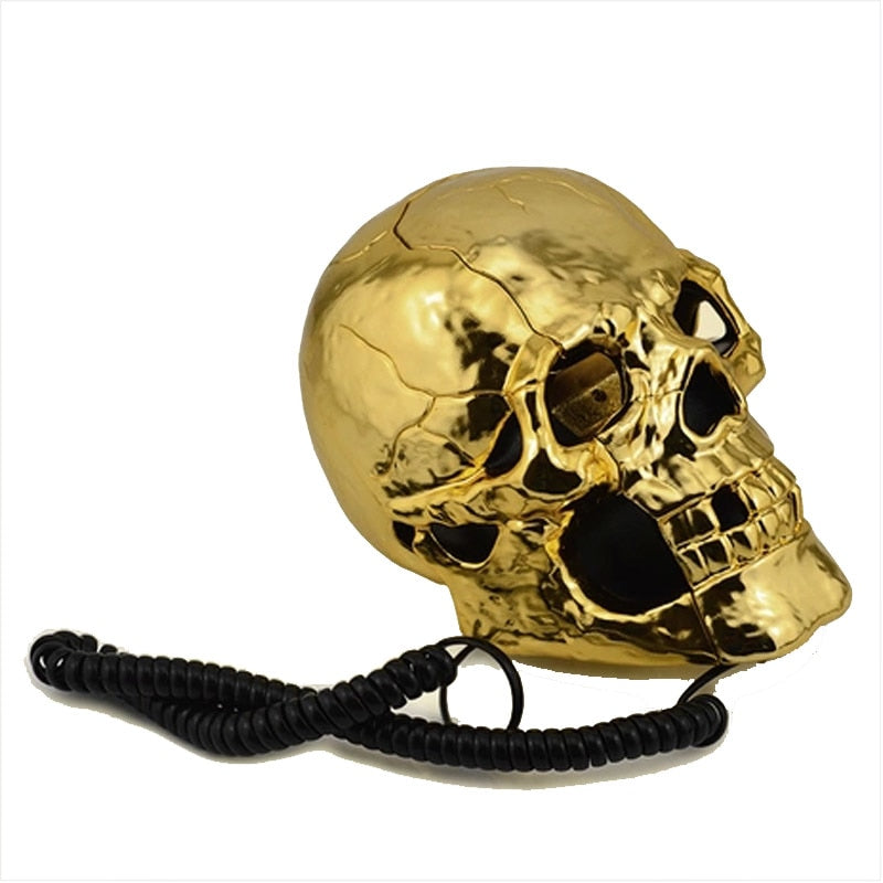 New Golden Color Unique Skull Head Skeleton Shaped Flashing Eyes
