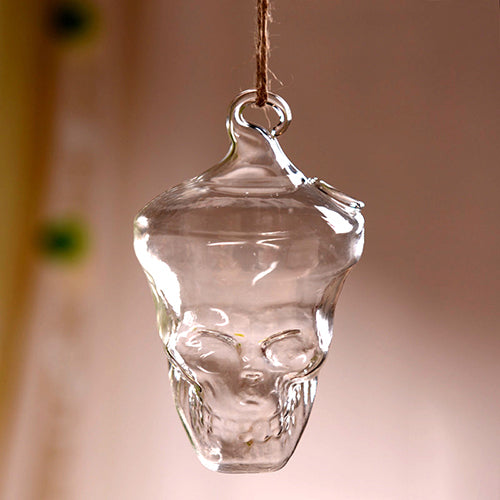 New Promption Creative Clear Glass Skull Shape Flower Plant Hanging Vase Home Office Decor