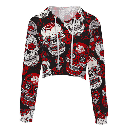 New Sexy 3d Skull Print Hoodies Women Plus Size Hoodies Hat Tops