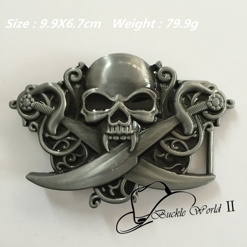 New Style High quality Cool 3D Double Skull Belt Buckle