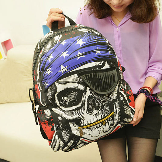 New Style Personalized Bags School Backpack Mochila Skeleton Package Street Punk Bag Rock Pirate Skull Laptop Backpacks Bolsa 48