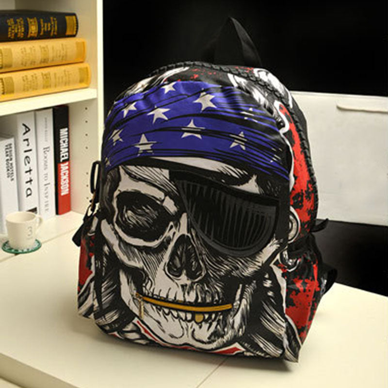 New Style Personalized Bags School Backpack Mochila Skeleton Package Street Punk Bag Rock Pirate Skull Laptop Backpacks Bolsa 48