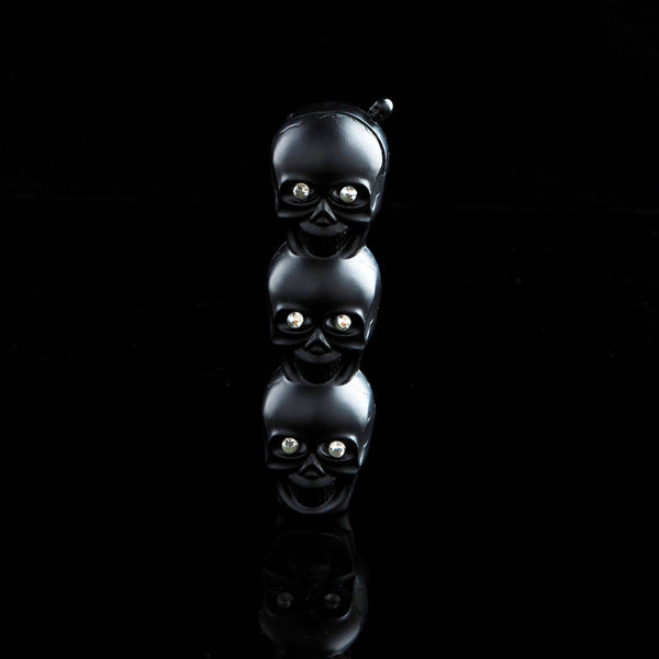 New and exotic creative gas lighters three skulls with flash windprrof green flame lighter