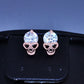 New fashion jewelry rose gold color CZ zircon skull skeleton stud gift for women girl E2845