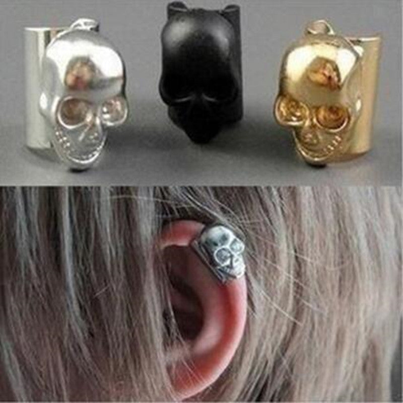 New style punk skull earrings ear bone folder ear bone earrings