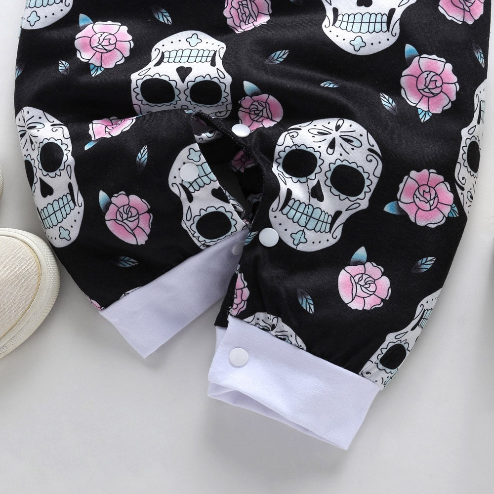 NewBorn Baby Clothes Boy Girl Long Sleeve O neck Cute Floral Skull