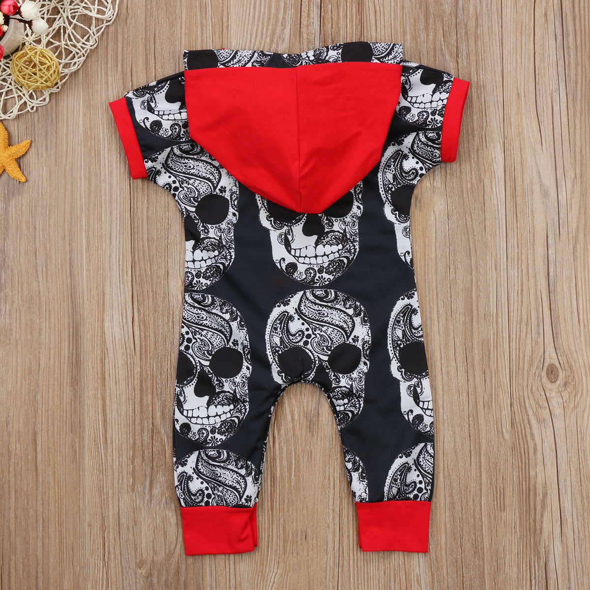 Toddler Baby Boys Skull One pieces Cotton Hooded Romper Jumpsuit Harem Outfits