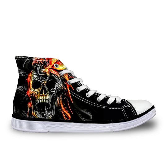 Cool Skull Fashion Men's Casual Canvas Shoes for Teenage Boys Leisure Summer Sneaker