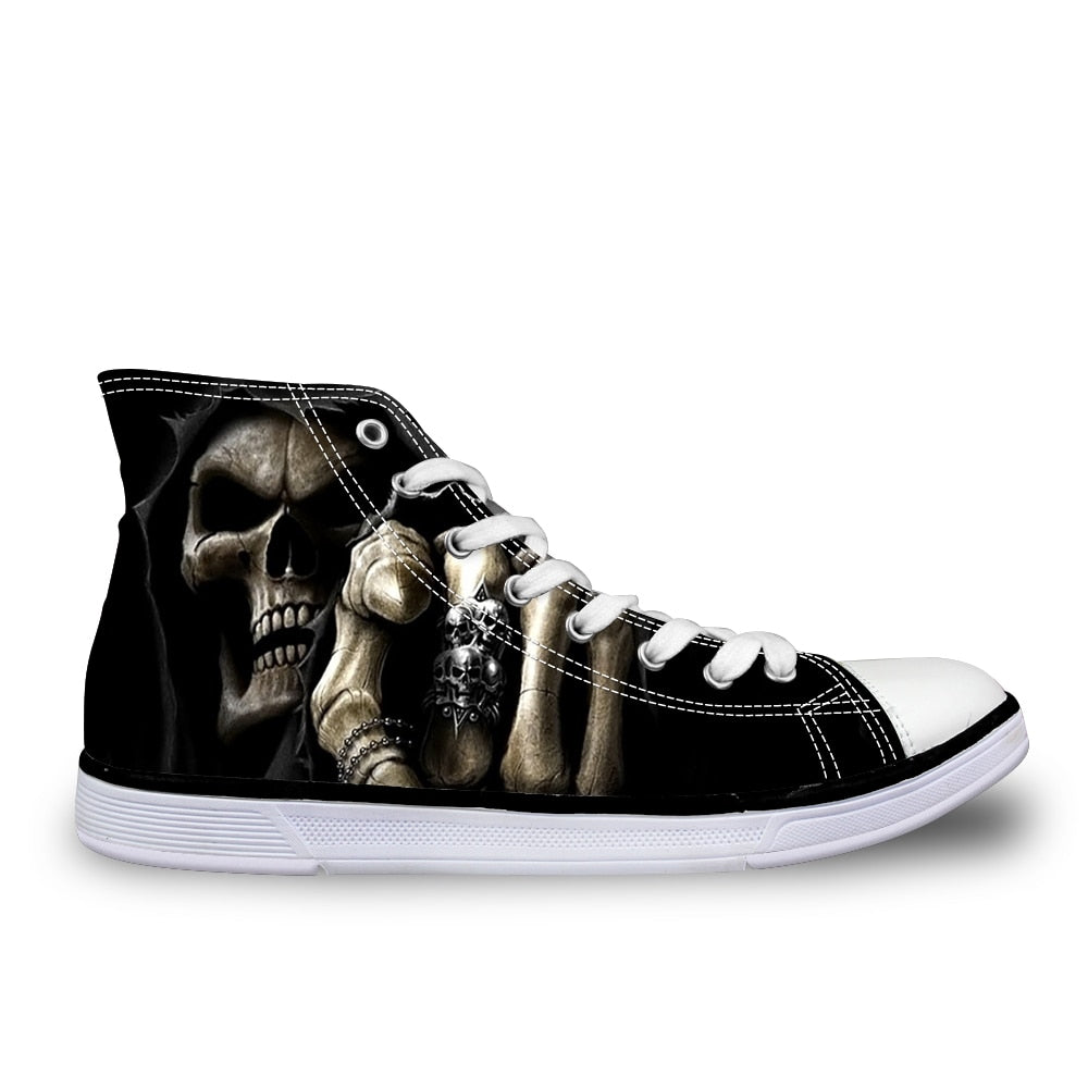 Cool Skull Fashion Men's Casual Canvas Shoes for Teenage Boys Leisure Summer Sneaker