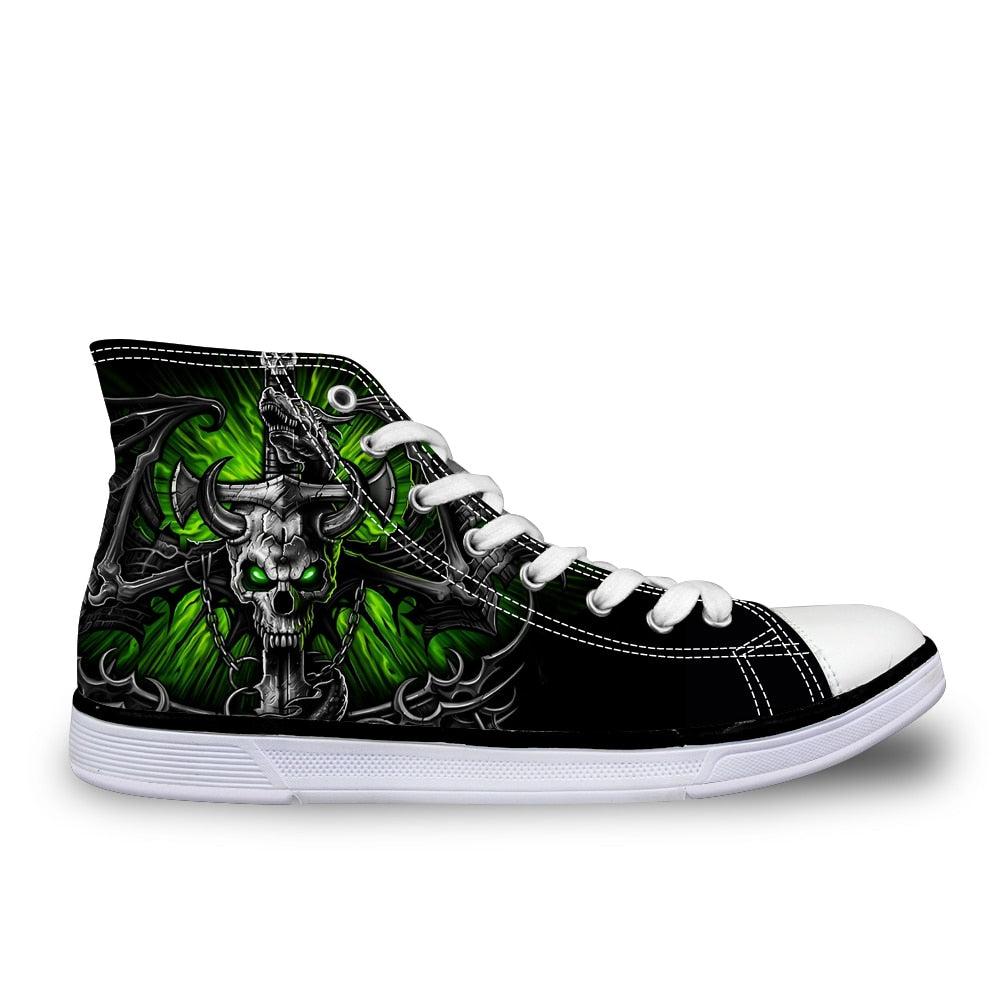 Cool Skull Fashion Men's Casual Canvas Shoes for Teenage Boys Leisure Summer Sneaker