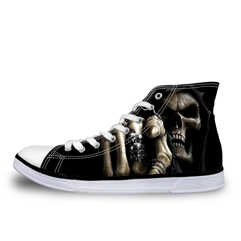 Cool Skull Fashion Men's Casual Canvas Shoes for Teenage Boys Leisure Summer Sneaker