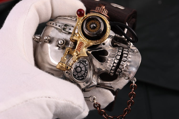 Steam Punk Style Buckle Tin Alloy Belt Buckle Gothic Skull Cowhide Genuine Leather Belt Designer Belts Men High Quality