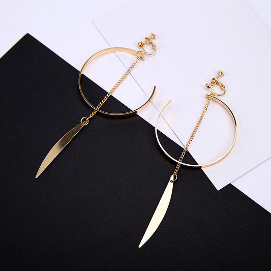 Opened Circle Ear Cuff Clips Women Big Arc Pendant Long Clip on Earrings for Women Girls Cartilage Jewelry non Without Pierced