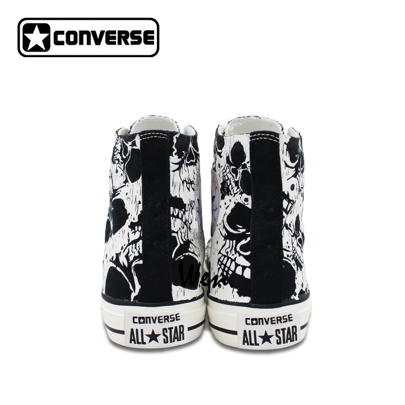 Original Shoes Skull Patterns Shoes for Men Design Black Converse All Star High Canvas Sneakers Womens Chuck Taylors