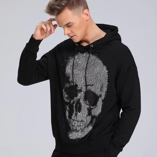 Vintage Big Crystal Shine Skull Graphic Pullover Hoodie Sweatshirt