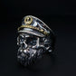 Real 925 Sterling Silver Skull Ring Men Adjustable Pirate Captain Vintage Punk Rock Skeletons Mens Gothic Jewelry