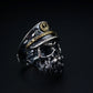 Real 925 Sterling Silver Skull Ring Men Adjustable Pirate Captain Vintage Punk Rock Skeletons Mens Gothic Jewelry