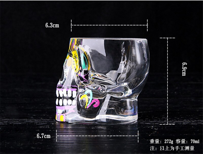 Hand Painted 70ml Colorful Skull Glass Transparent Crystal Skull Head