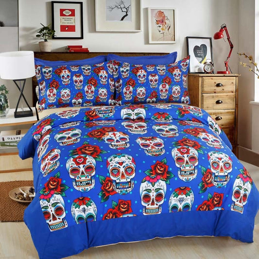 Personalized Sugar Skull Halloween Bedding Set Duvet Cover Pillowcase Bed Sheets Twin Full Queen King Size Textile Sets