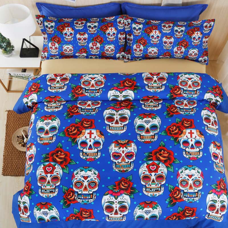 Personalized Sugar Skull Halloween Bedding Set Duvet Cover Pillowcase Bed Sheets Twin Full Queen King Size Textile Sets