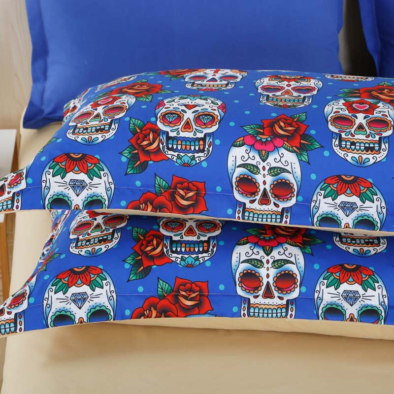 Personalized Sugar Skull Halloween Bedding Set Duvet Cover Pillowcase Bed Sheets Twin Full Queen King Size Textile Sets