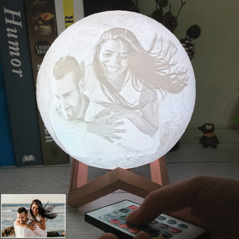Photo Custom Personality 3D Print Moon Lamp
