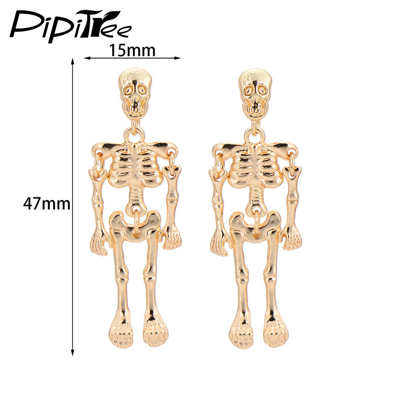 Hot Fashion Skeleton Skull Stud Earrings Biker Jewelry Wholesale Antique Vintage Punk Earrings for Women Gift