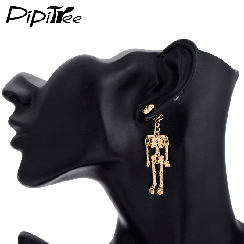 Hot Fashion Skeleton Skull Stud Earrings Biker Jewelry Wholesale Antique Vintage Punk Earrings for Women Gift