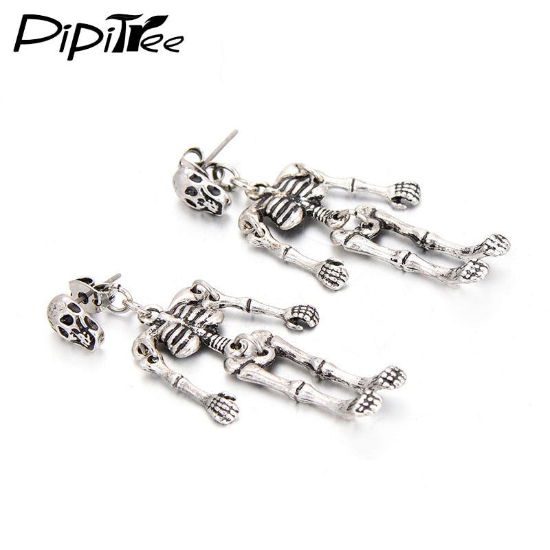 Hot Fashion Skeleton Skull Stud Earrings Biker Jewelry Wholesale Antique Vintage Punk Earrings for Women Gift