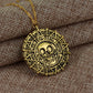Pirates Of The Caribbean Necklace Aztec Skeleton Skull Heads Pendant Gold/Bronze Plated Vintage Men Statement Necklace Gifts