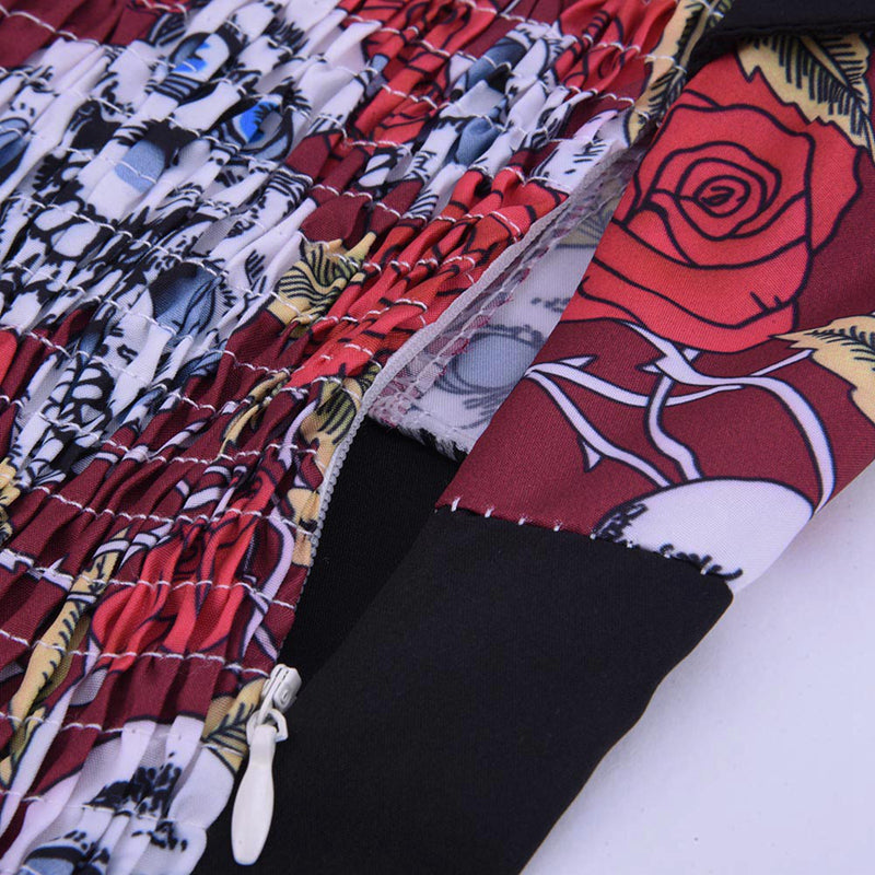 Plus Size Women Floral Skull Print Off Shoulder Sexy Halter Dress