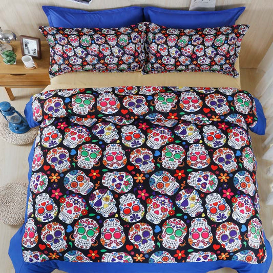 Sugar Skull Bedding Set 4pcs King Size Bed