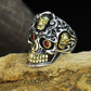 Punk 925 Silver Skull Rings Skeleton Adjustable Size Vintage Trendy S925 Solid Thai Silver Ring for Men Jewelry