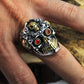 Punk 925 Silver Skull Rings Skeleton Adjustable Size Vintage Trendy S925 Solid Thai Silver Ring for Men Jewelry