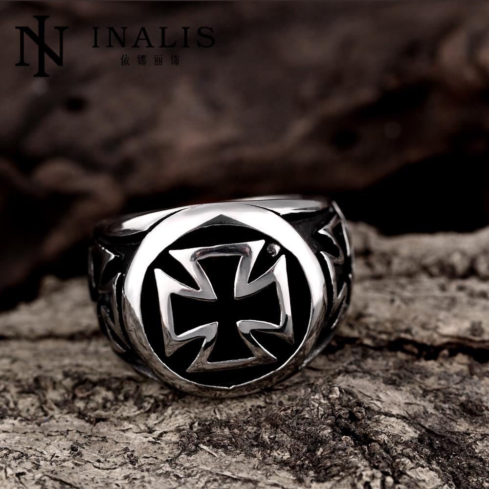 Punk Man Ring Black Titanium Male Ring High Quality Jewelry 316L Titanium Steel Cross Rings For Men Skull Ring