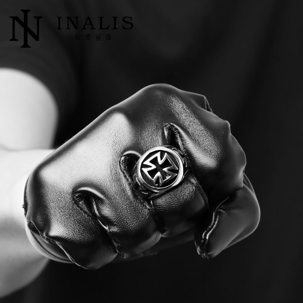 Punk Man Ring Black Titanium Male Ring High Quality Jewelry 316L Titanium Steel Cross Rings For Men Skull Ring