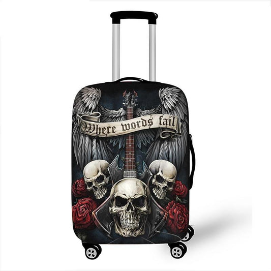 Punk Rock Guitar Rose Skull Suitcase Cover Travel Accessories Elastic Protective Luggage Covers Anti-dust Case Cover 18-28 inch