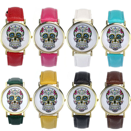 Punk Skull Pattern Watches Women Fashion Brand Leather Watch Sport Men Analog Wristwatch Luxury Relogio Feminino