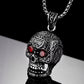 Punk Style 3D Red Eyes Skull Pendant Necklace For Men 316L Stainless Steel Biker Punk Vintage Jewelry Silver Color Gift