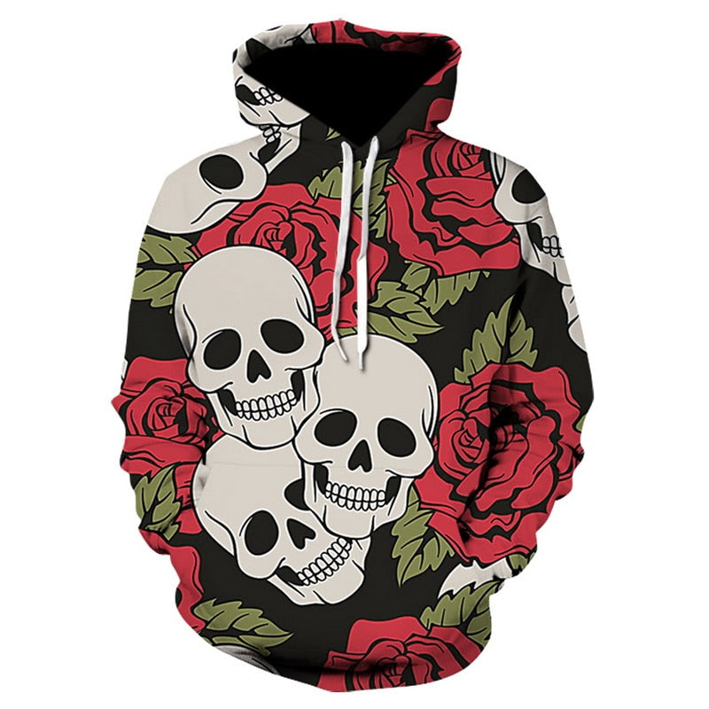 Punk Youth 2018 New Blue Skull Hoodie Men Clothing War Streetwear Hood Long Hoodie Sweatshirt Casual Funny Pocket Hoodie